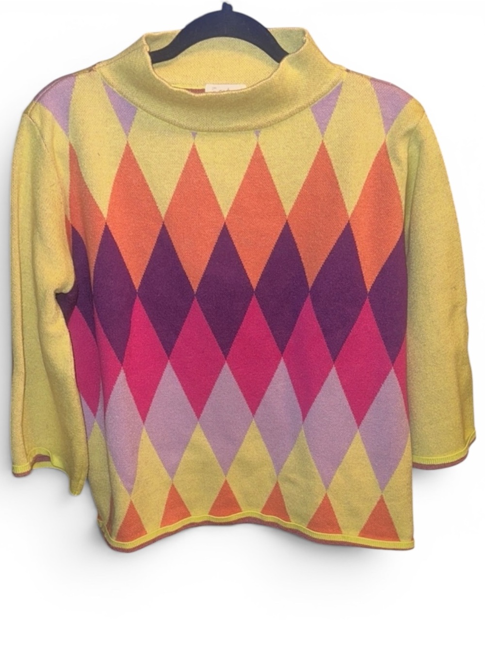 Fate Multicolor Argyle Cowl Neck Sweater Med Pre Loved